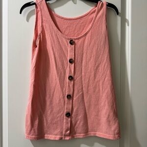 Coral Button-Front Tank Top